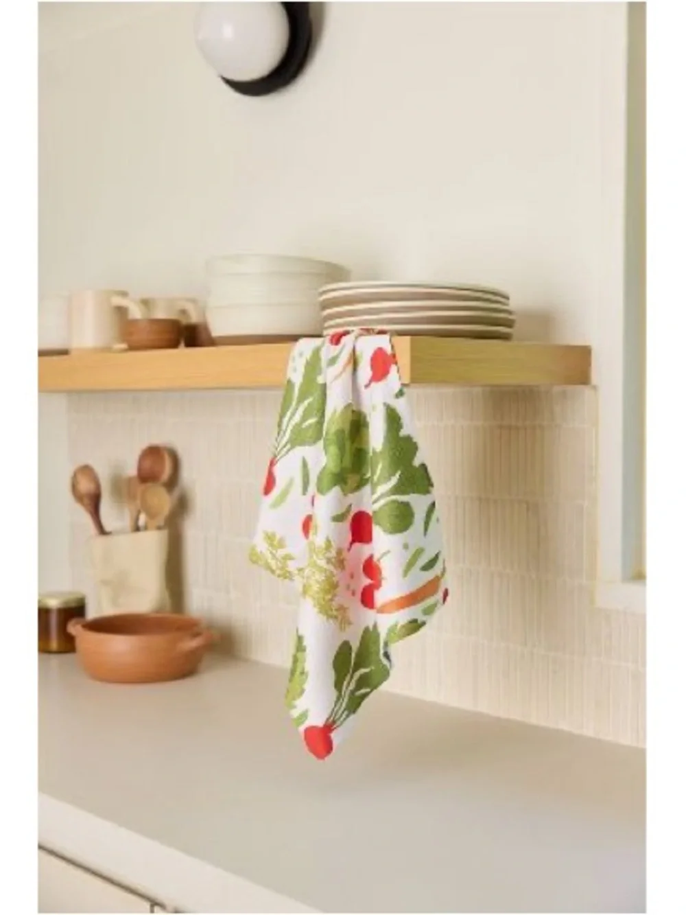 NWOT Geometry Kitchen Tea Towel Patch Garden Print 18x30”